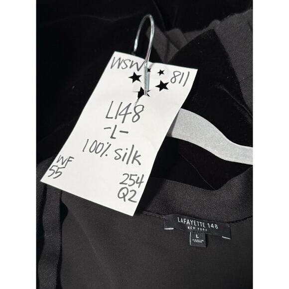 Lafayette 148 Cardigan Women's Large Front 100% Silk (Back Velvet) Open Pockets - Picture 4 of 6